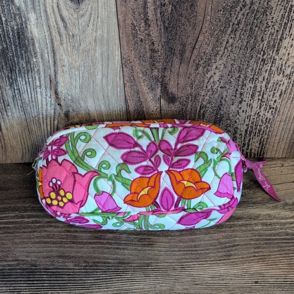 Vera Bradley Pink Tulip Cosmetic Case Makeup Bag Inside Mirror 4x8           M54